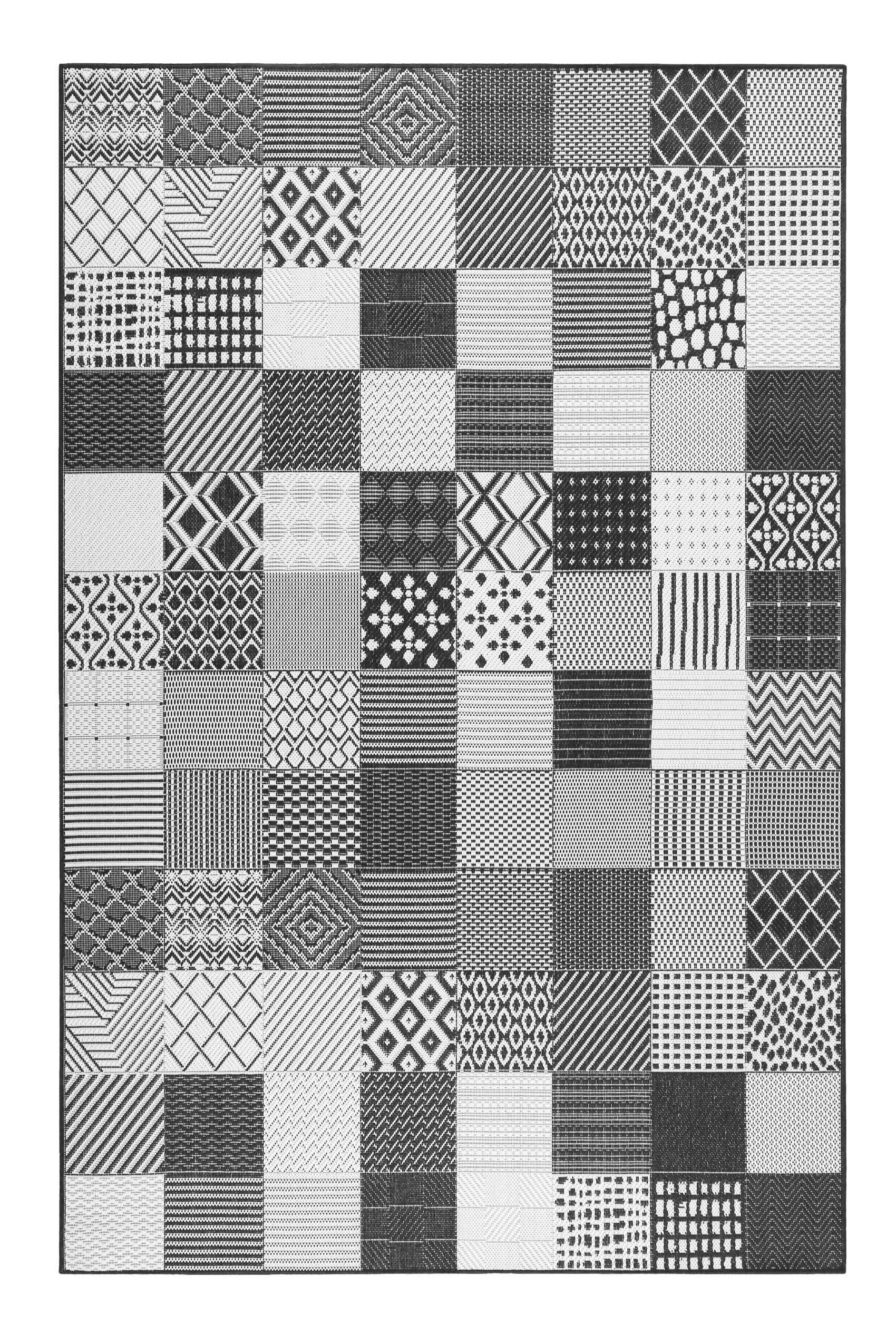 CHESTER - Tapis exterieur tissé plat motif vintage 133x200