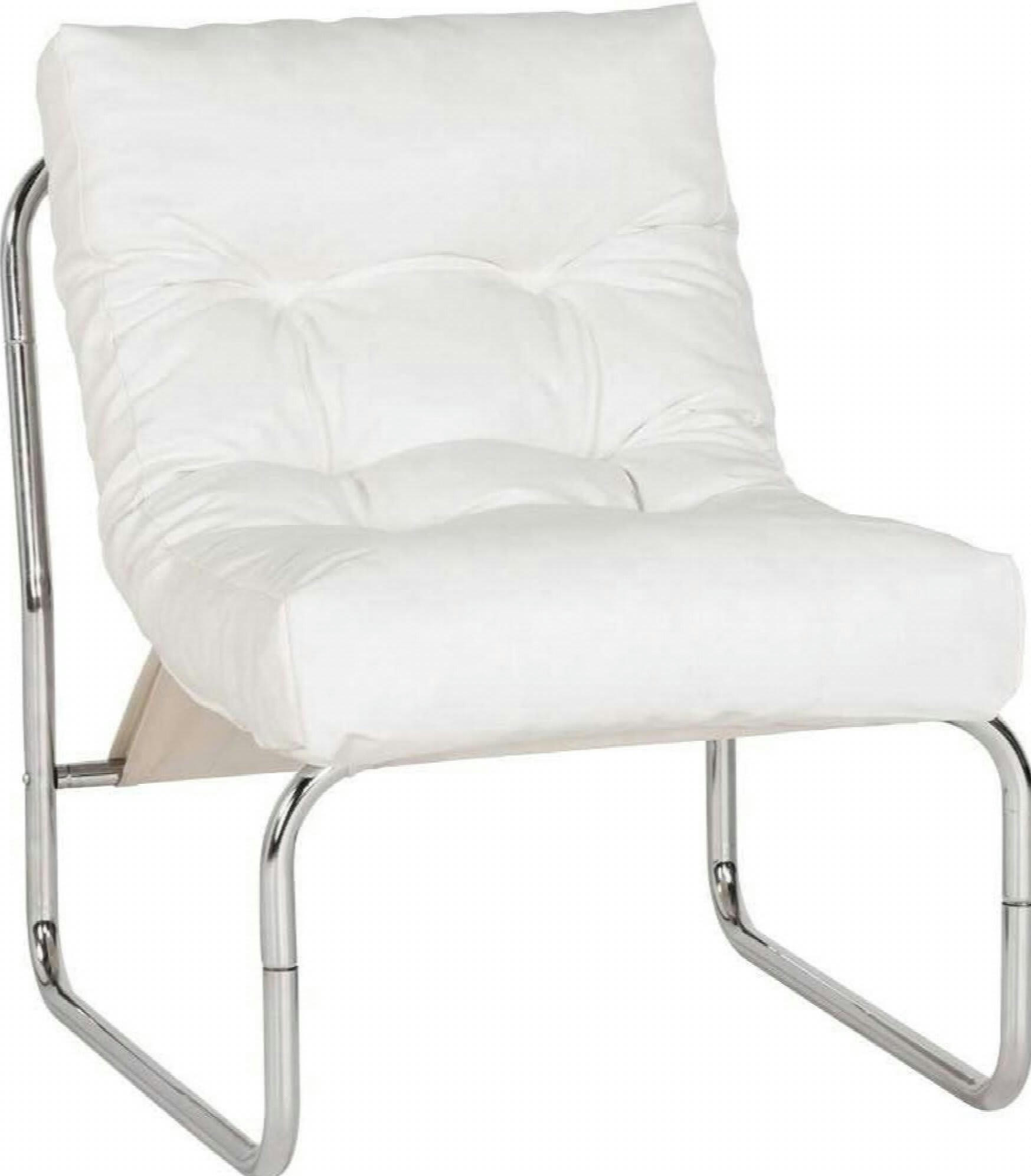 BOUDOIR - Fauteuil Simili Blanc H. assise 40 cm rembourré