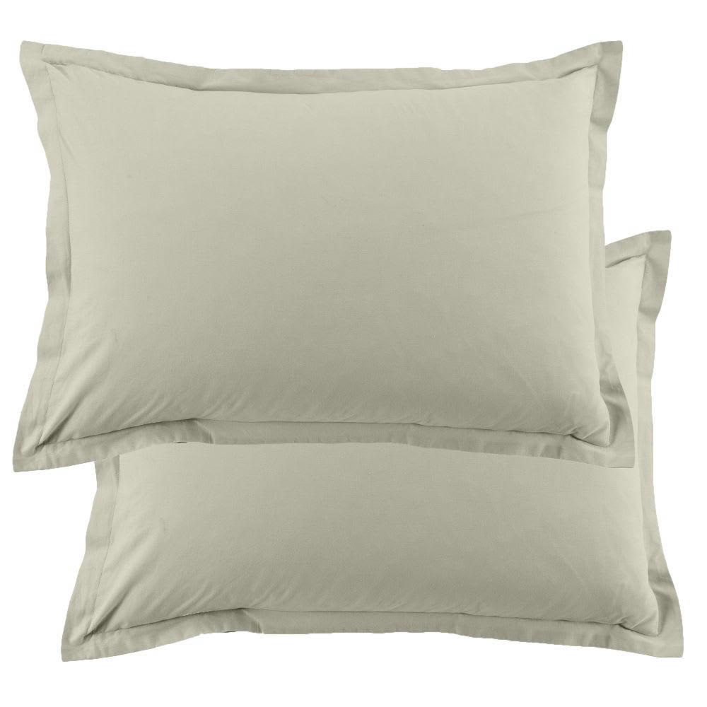 - Lot de 2 taies d'oreiller rectangles coton beige 50x70 cm