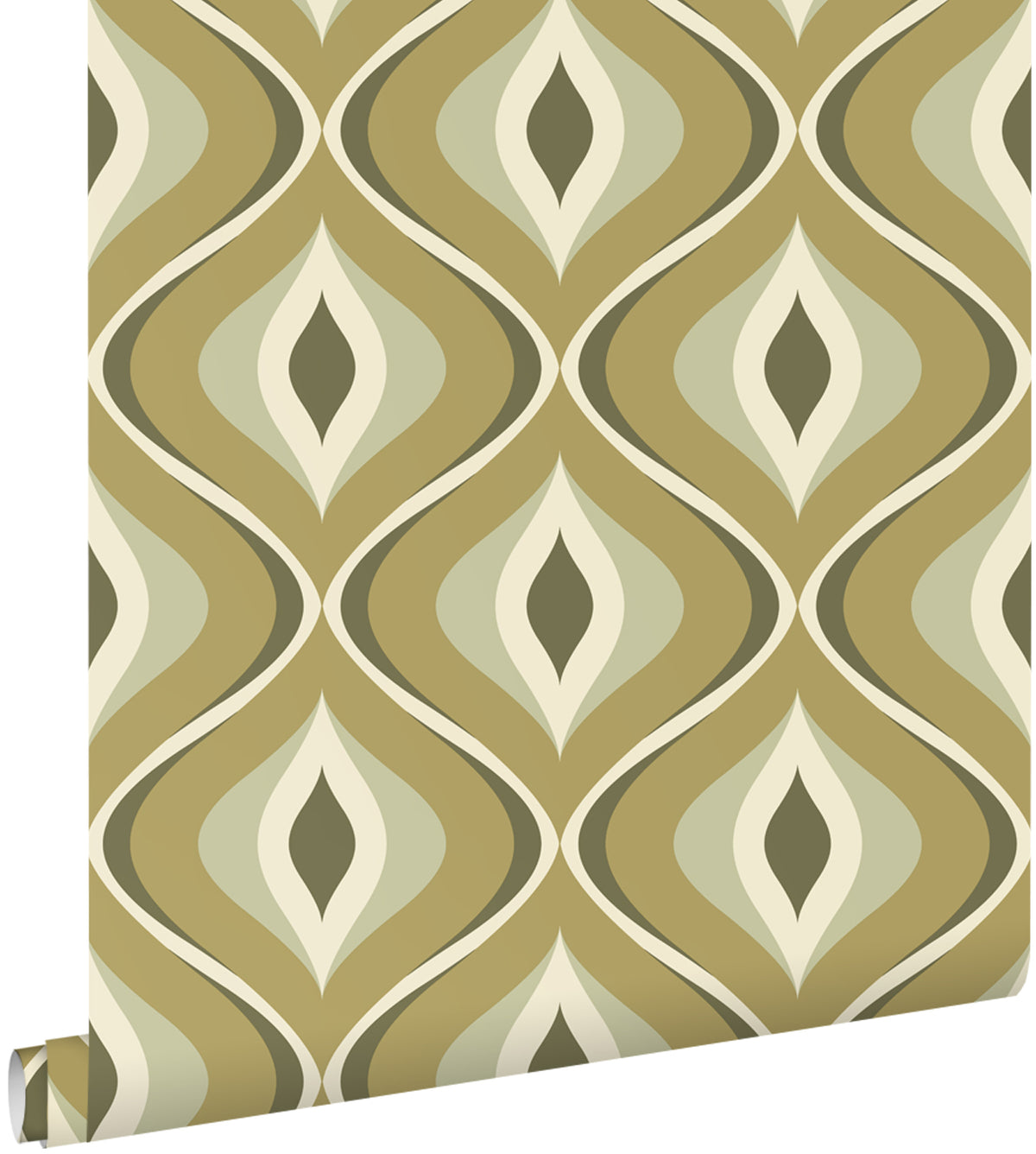 ESTAhome behang retro ornamenten vergrijsd groen - 53 cm x 10.05 m - 130987