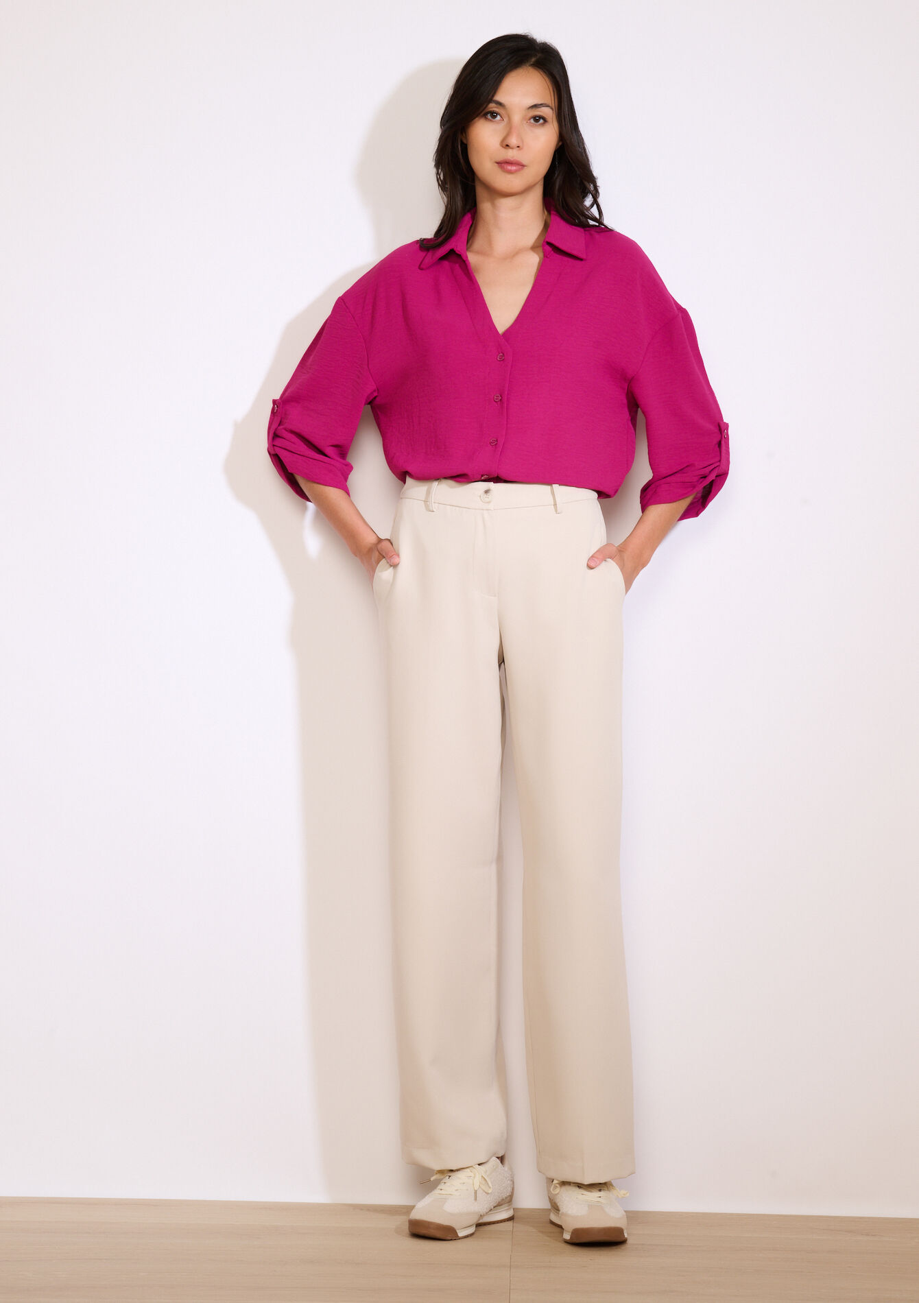 Wijde broek in twill