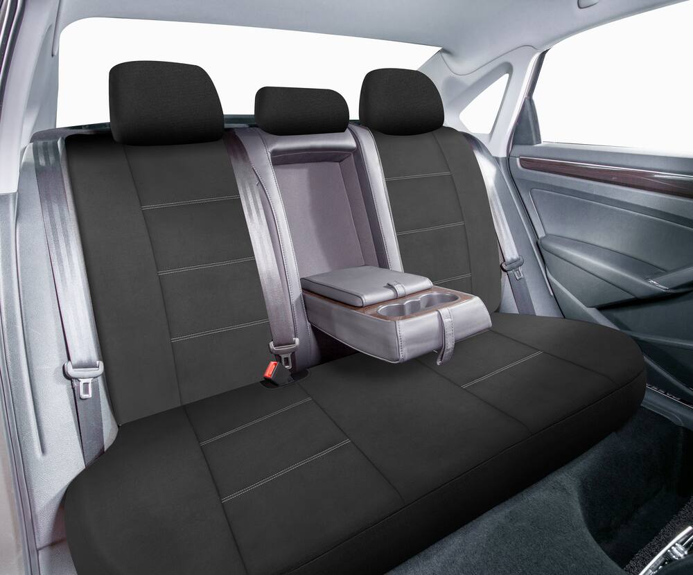 AutoTrends Water Resistant Seat Cover Set for Back Bench Seat, Black, 3-pk
