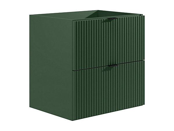 Meuble sous vasque suspendu strié - Vert mat - 60 cm - ZEVINI