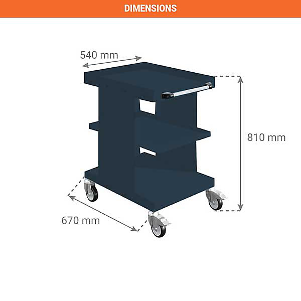 Chariot établi gris anthracite - 2 plateaux - Charge max 150kg - W020070021-GA