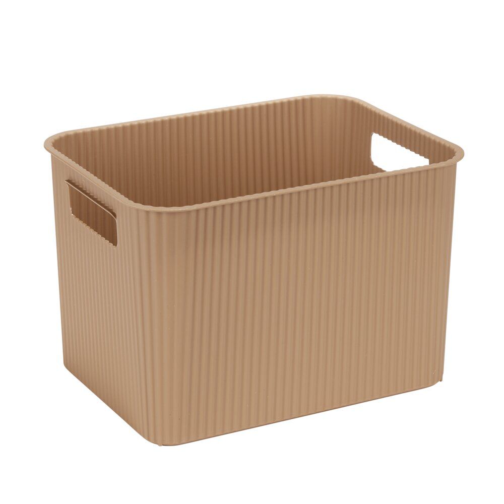 Panière de rangement 14L rectangulaire plastique marron 35x26,5xH20cm