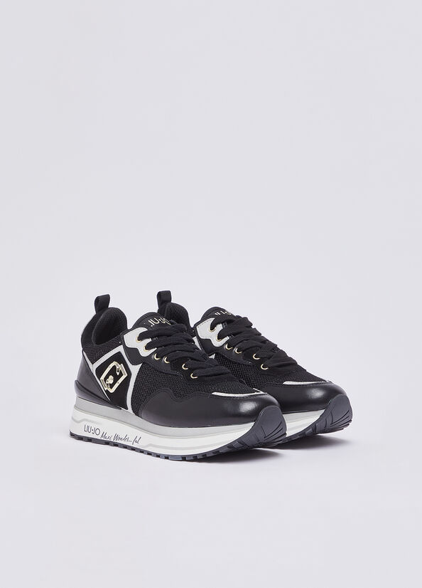 Sneakers platform in mesh con paillettes