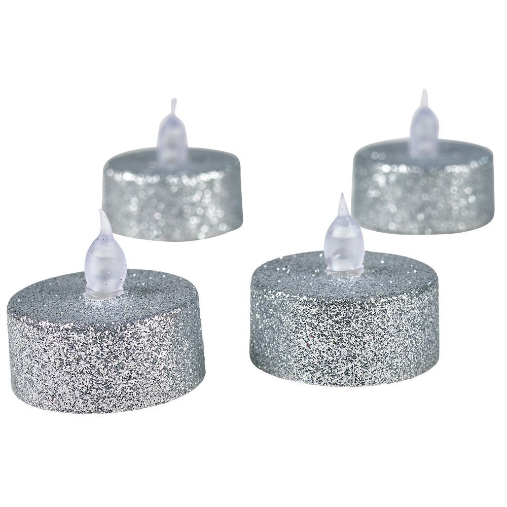 Bougie lumineuse argentée No&euml;l x4