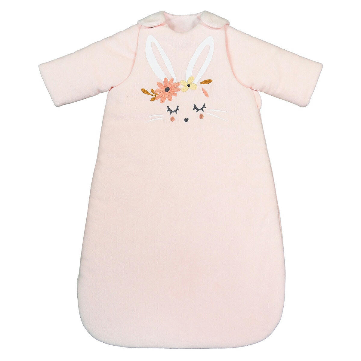 Gigoteuse manches amovibles velours, Lapin fleuri
