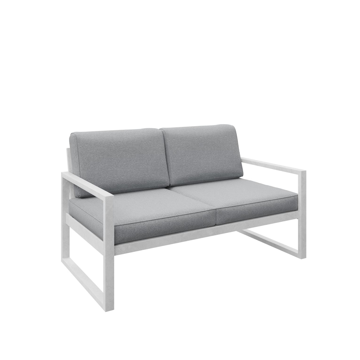Sofa ogrodowa 2-osobowa ALICANTE jasnoszara z białym stelażem