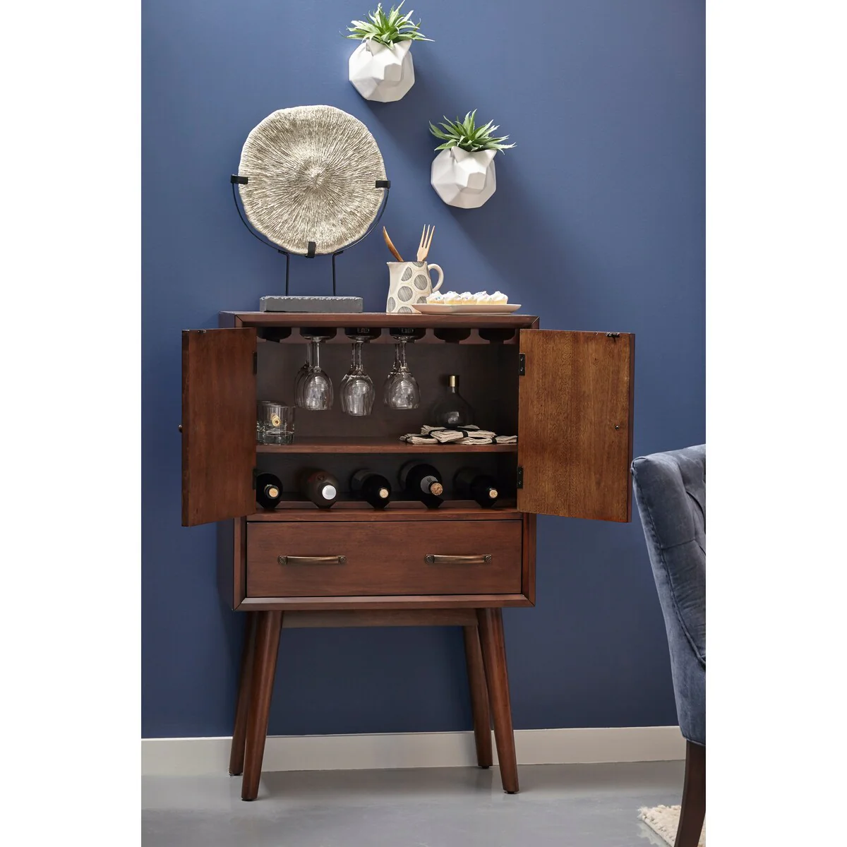 Draper Mid-Century Modern Wine Cabinet