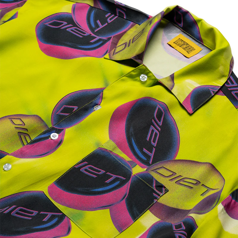 Diet Starts Monday Pill Button Up Shirt - Volt Green