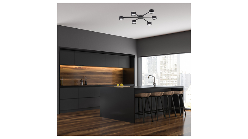 Lampa sufitowa Avia Black 6-punktowa czarna