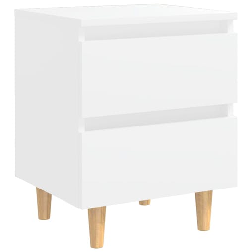 NNEVL Bed Cabinets with Solid Pinewood Legs 2 pcs White 40x35x50 cm