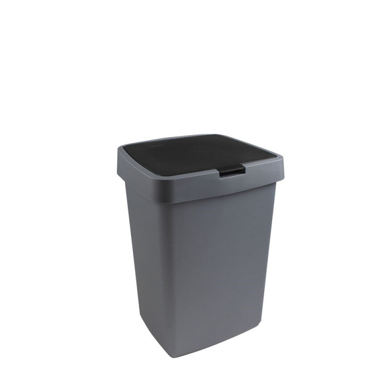Poubelle à couvercle plat Delta noire 25 L SUNWARE