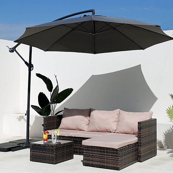 Parasol de Jardin Gris foncé 3x3 m en Acier Décentralisé Rebecca Mobili