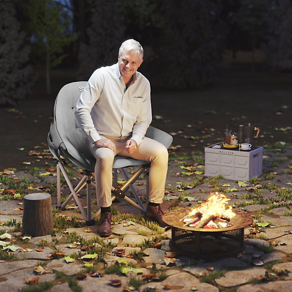 Chaise de camping pliante rembourrée avec poche latérale et sac de transport, chaise de jardin pour jardin, camping et plage
