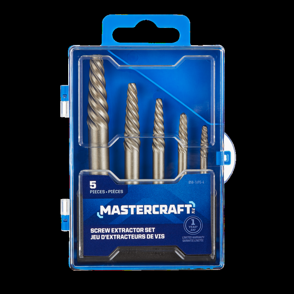Mastercraft Screw Extractor Set with Hard Case, 5-pc