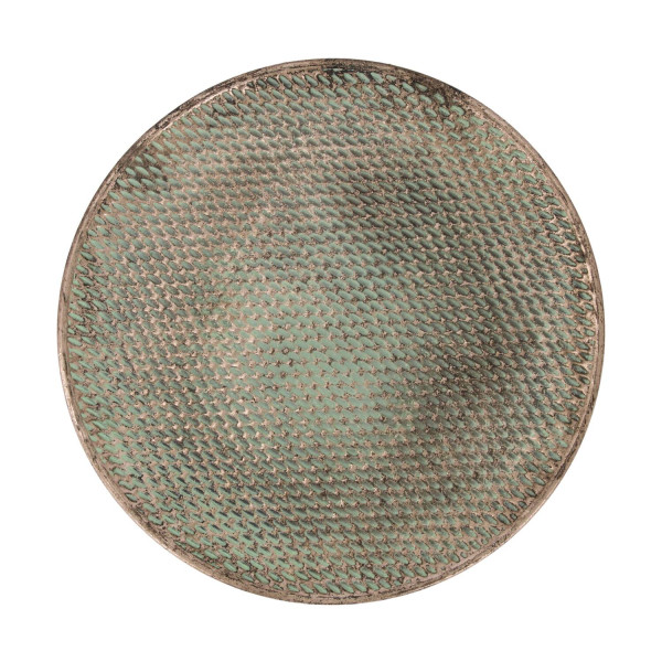 Taca Decor Okrągła Złota Vintage 38 cm Metalowa