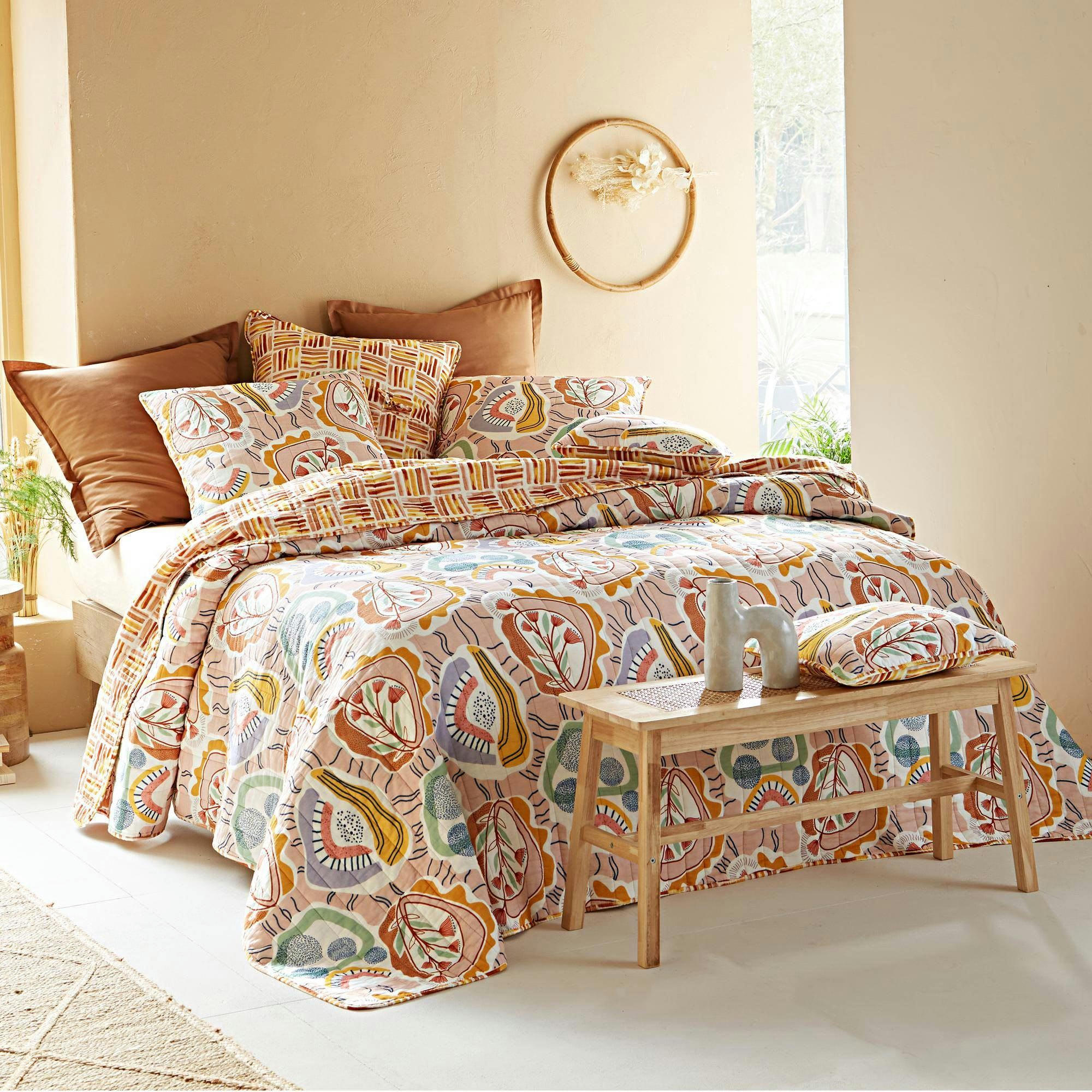 MELBOURNE - Boutis 230x250 multicolore en coton 200 g/m²