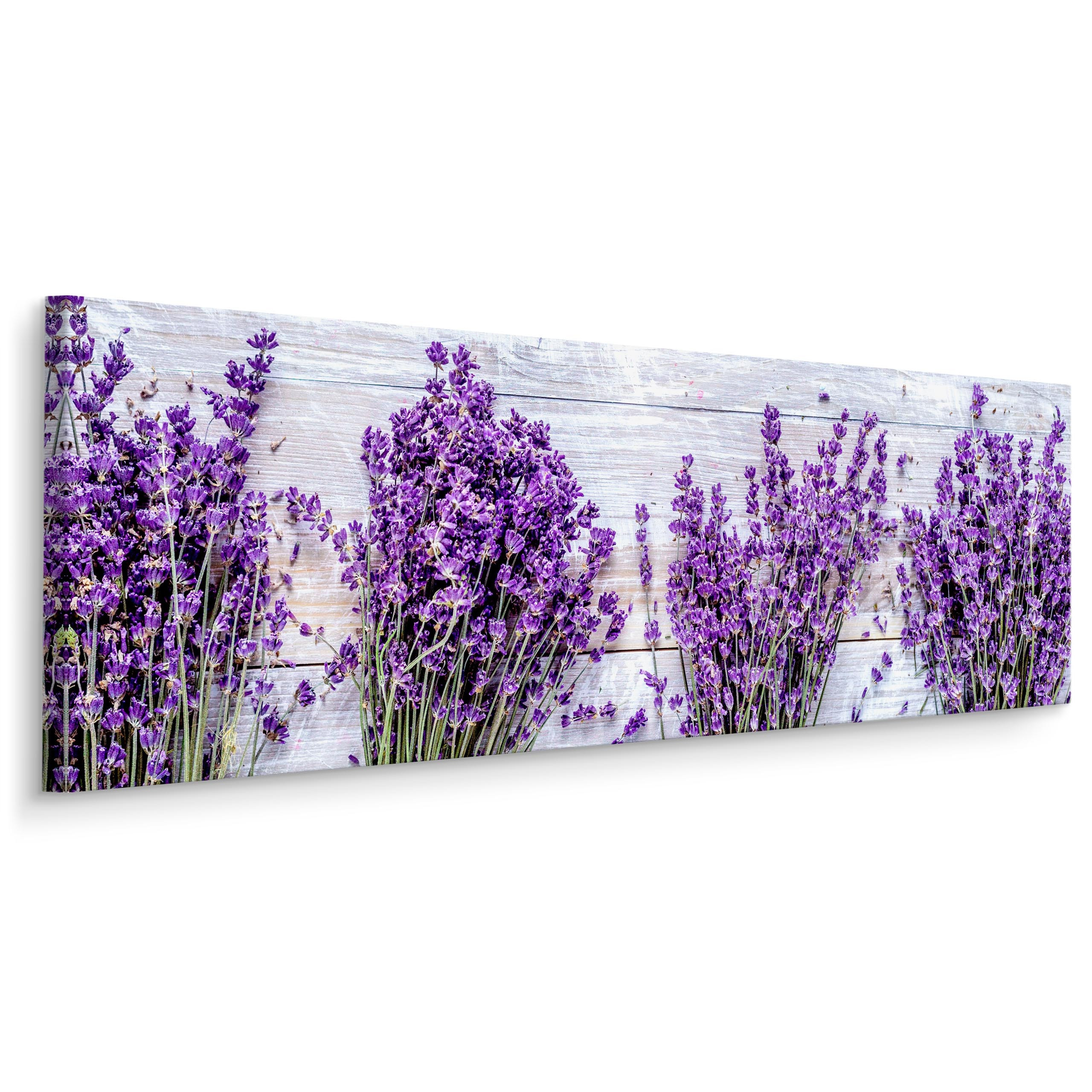 Obraz Panoramiczny Lawenda Na Tle Desek 145x45cm