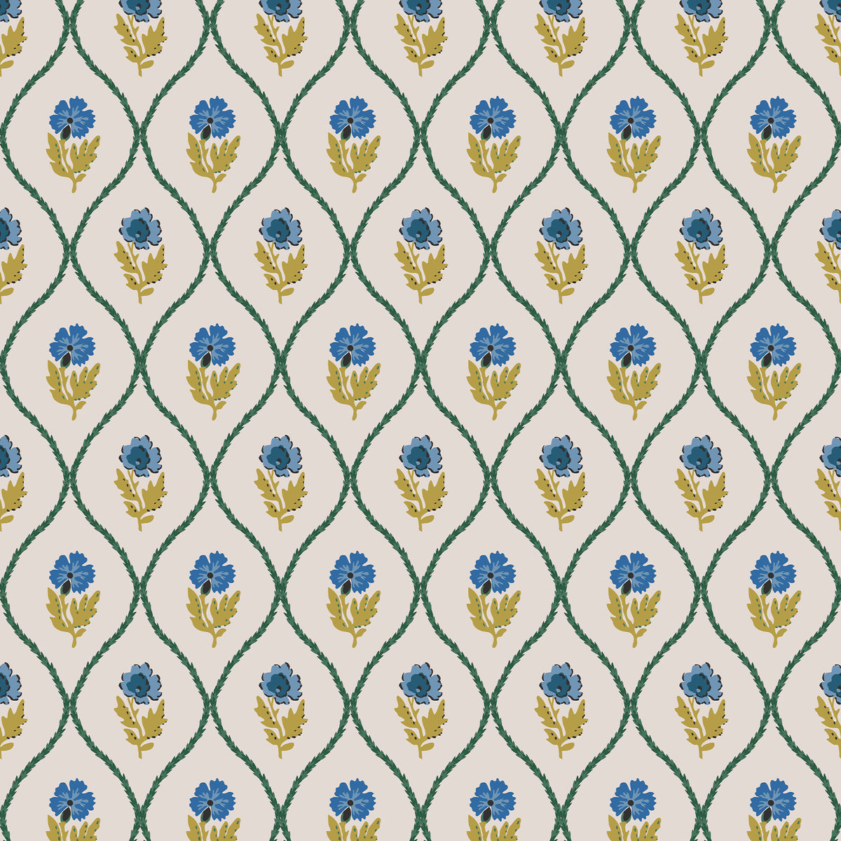 Joules Vliesbehang - Trellis Floral Gold - 1005x52