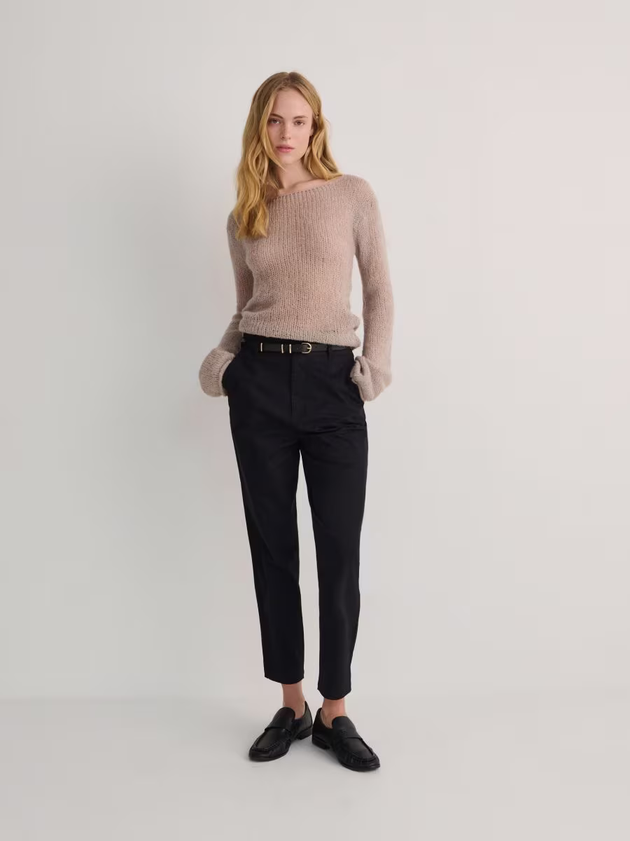 Trousers With Tie Waist Belt