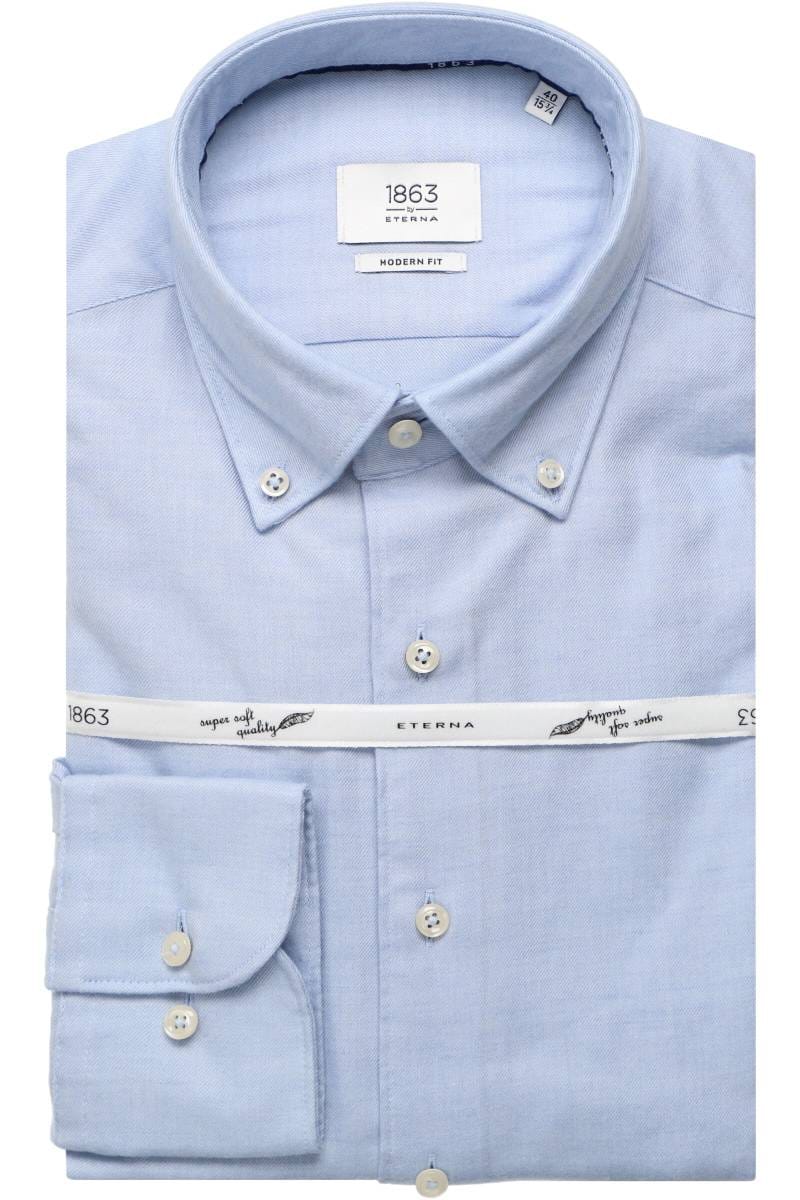 ETERNA 1863 Modern Fit Flanellhemd blau, Einfarbig