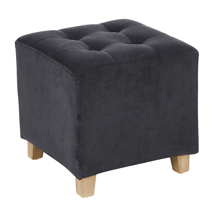 Pufe LEANDRE cinza escuro efeito capiton&ecirc;