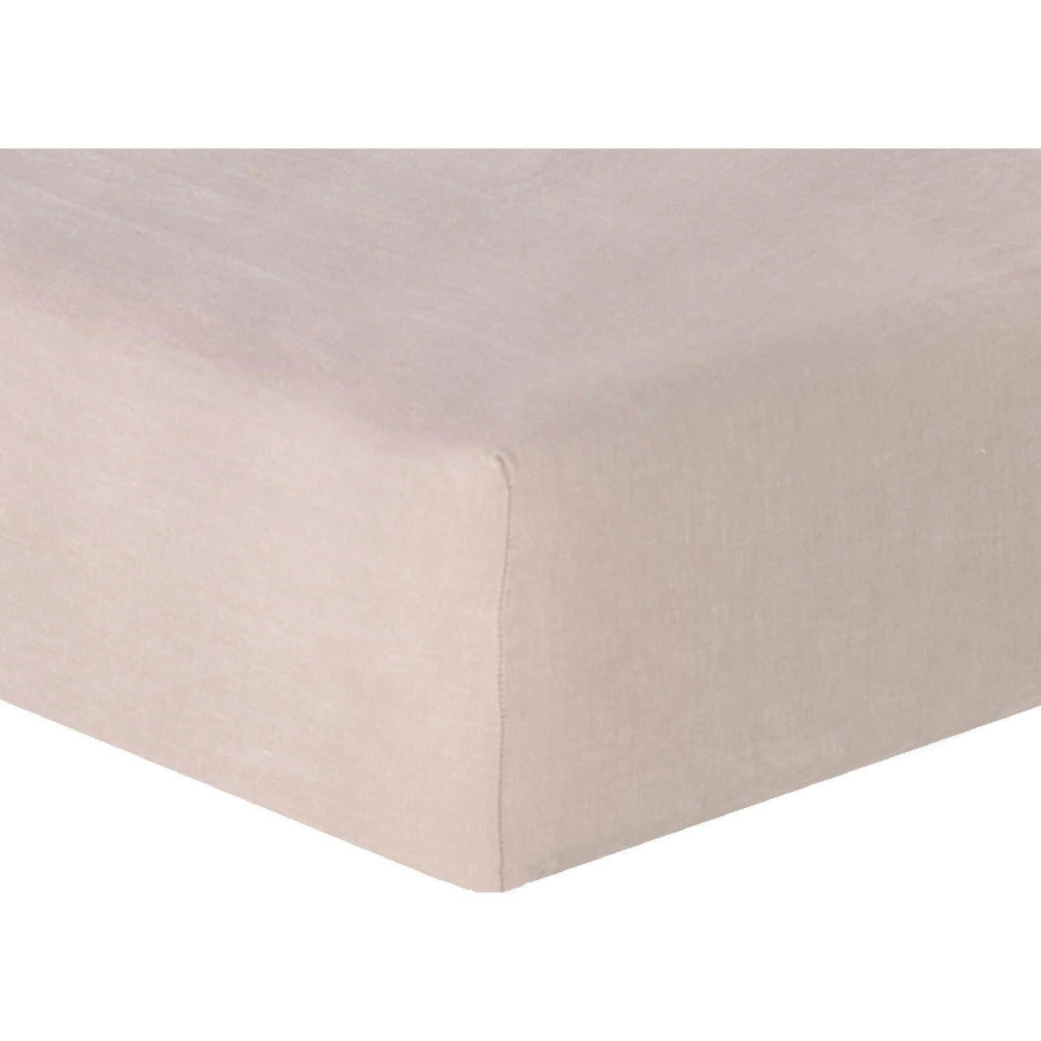 HORTENSE - Drap housse lin lavé  140x190x30 vieux rose