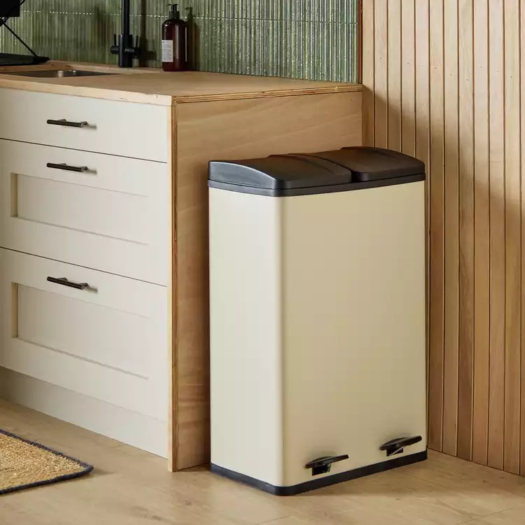Habitat 60 Litre Twin Compartment Pedal Bin - Cream