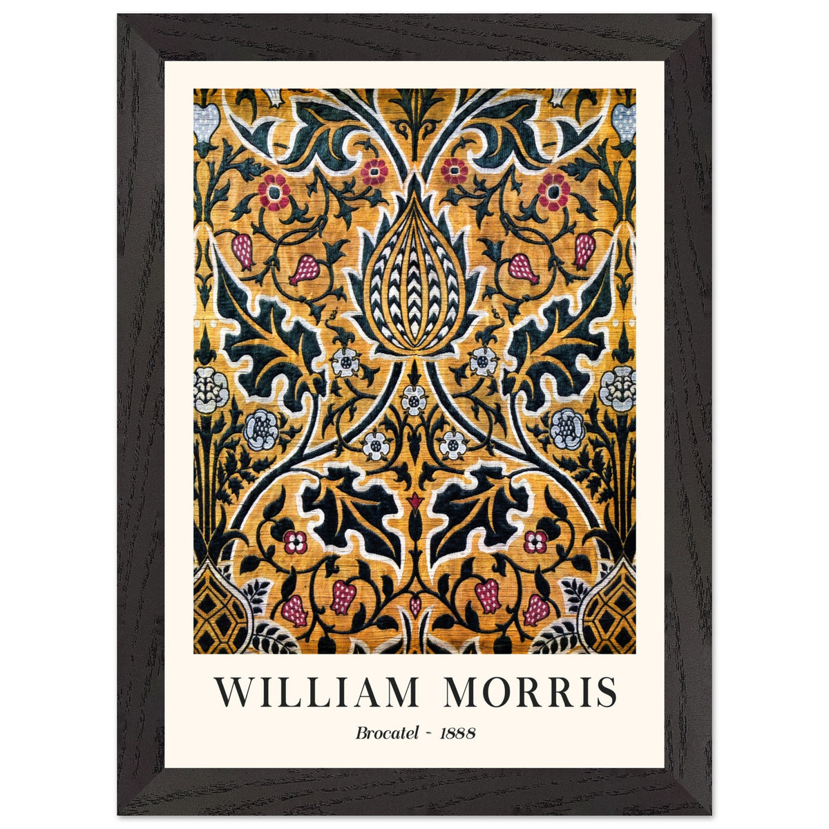 Artfulprints Poster met Lijst William Morris - Brocatel 1888  - A4 21x29.7 cm - Goud