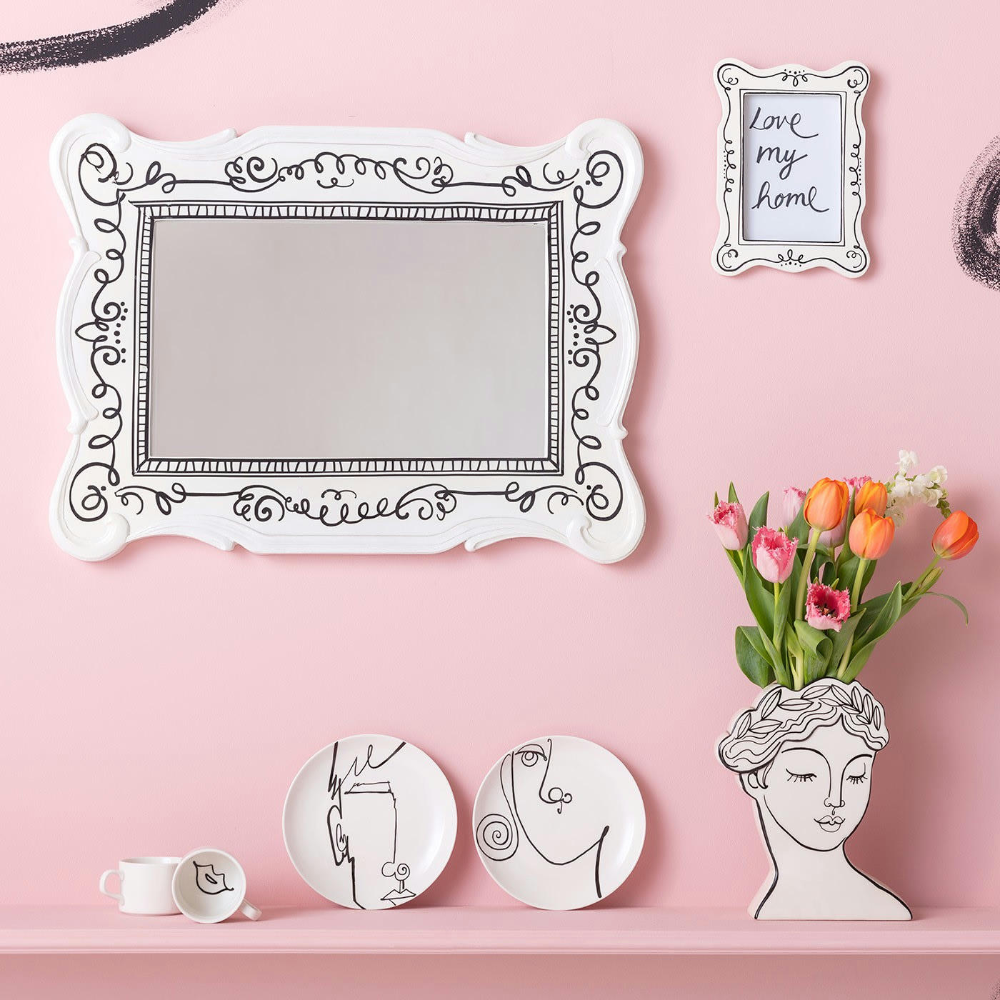 FAVOLA - Miroir Favola 67x50cm blanc et noir Kare Design