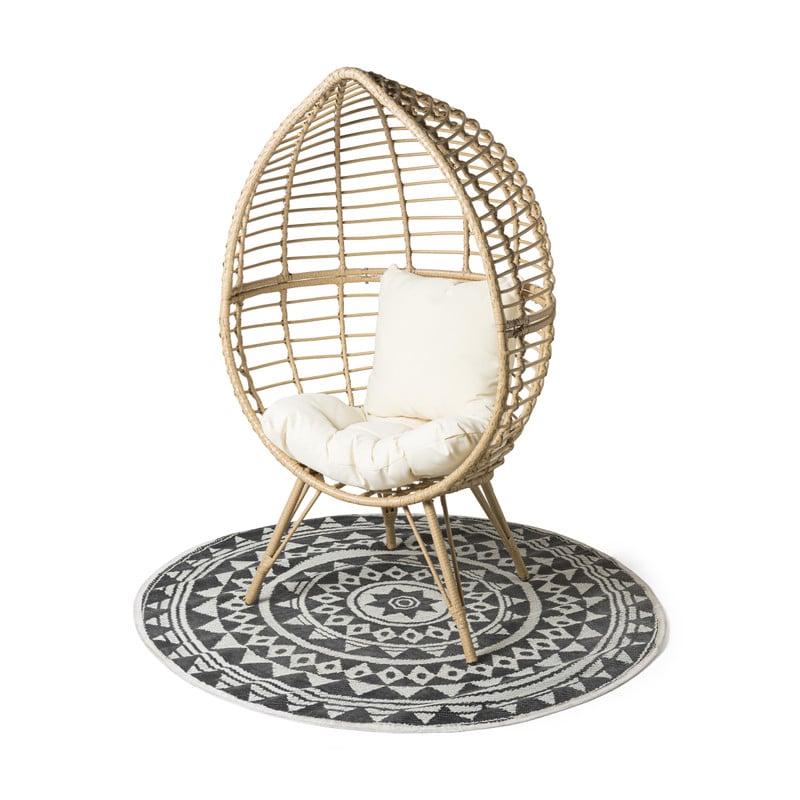 Buitenkleed mandala - zwart/wit - &Oslash;150 cm