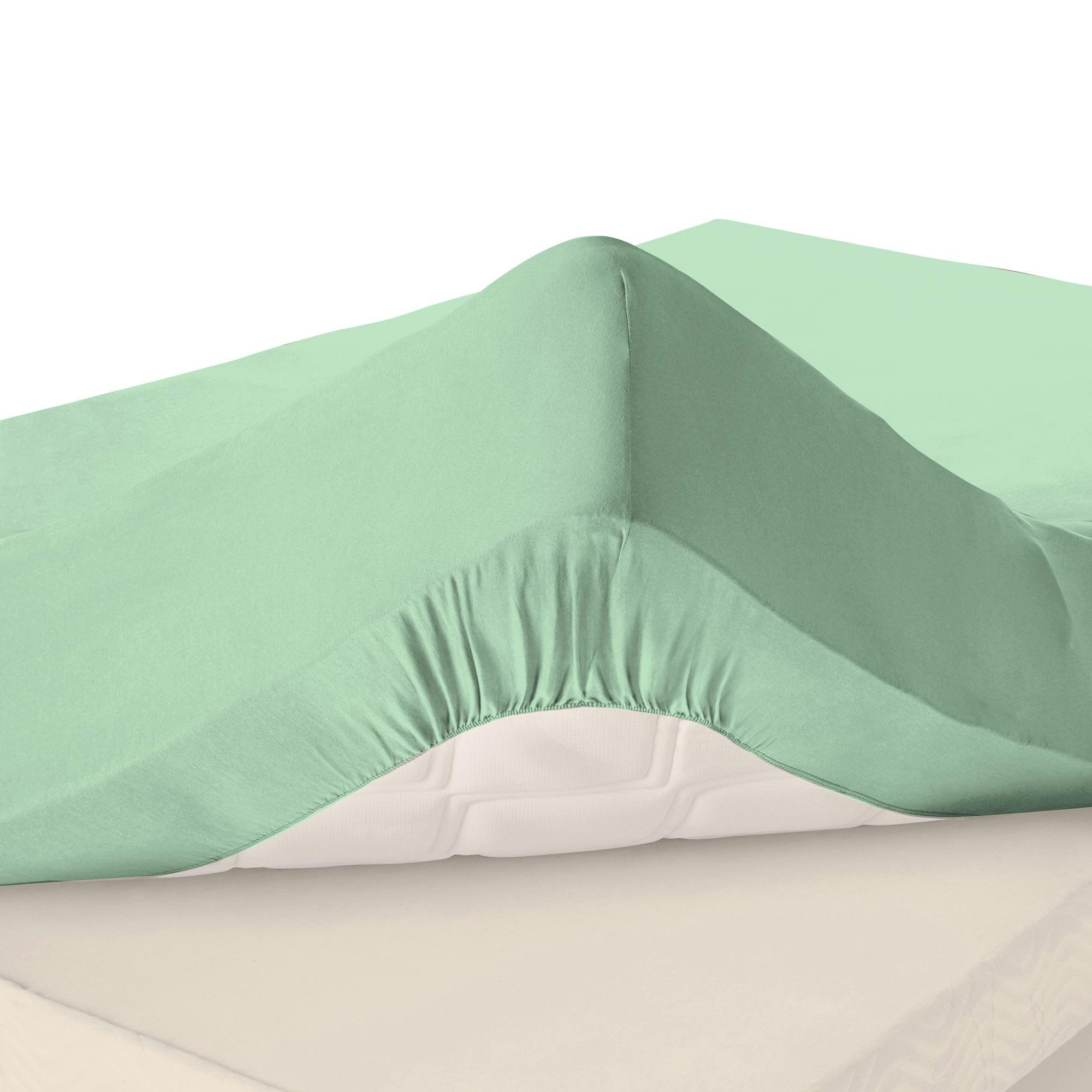 GRANDS BONNETS - Drap-housse grand bonnet 90x190x30 vert jade en coton