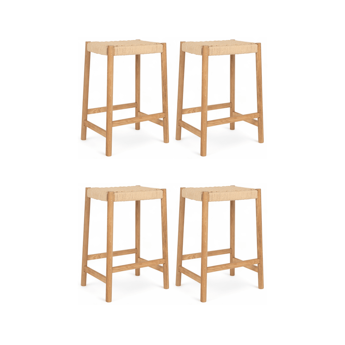 Furnhouse barkruk Ida - Natuurlijk eikenhout - Set van 4