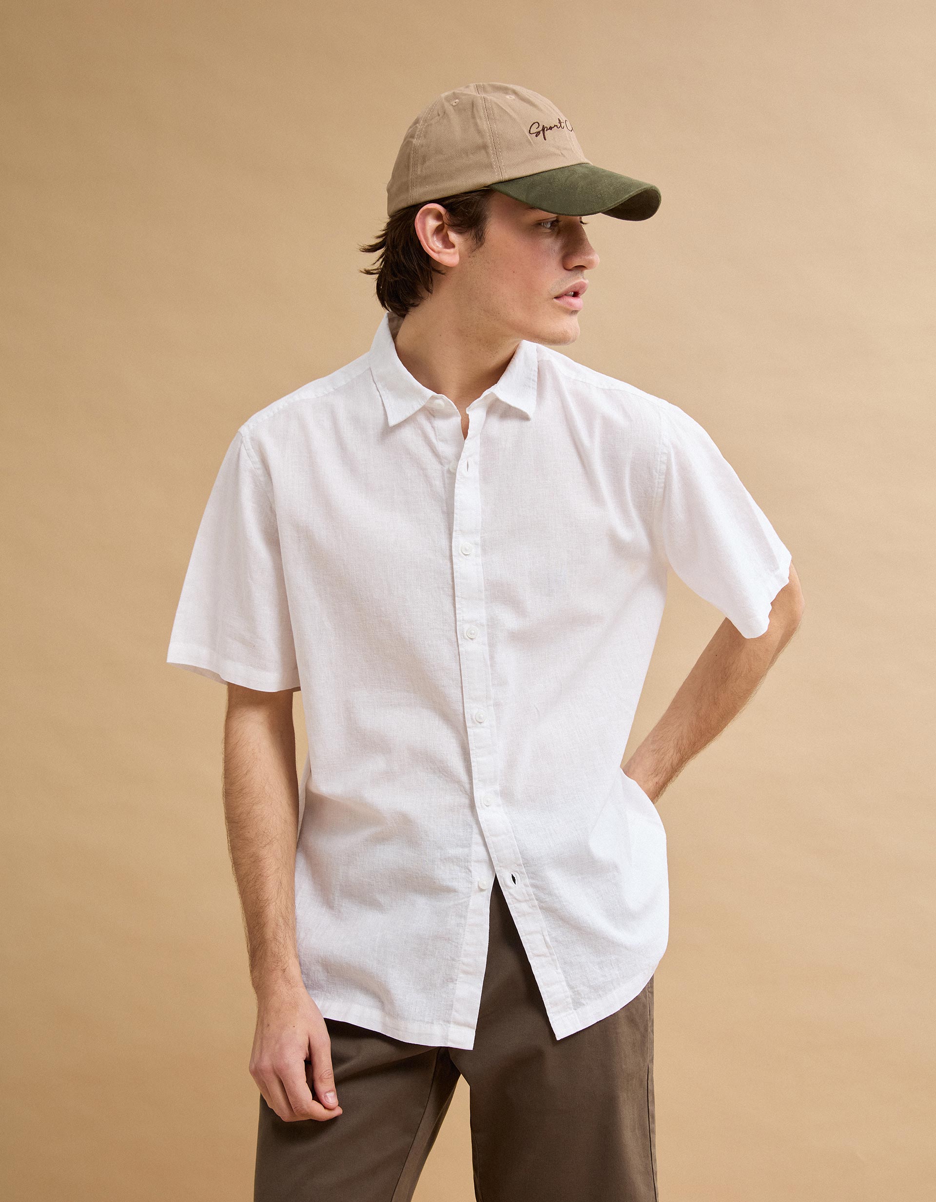 Camisa com Linho, Homem, Branco
