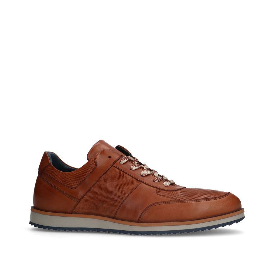 Manfield Cognac leren sneakers