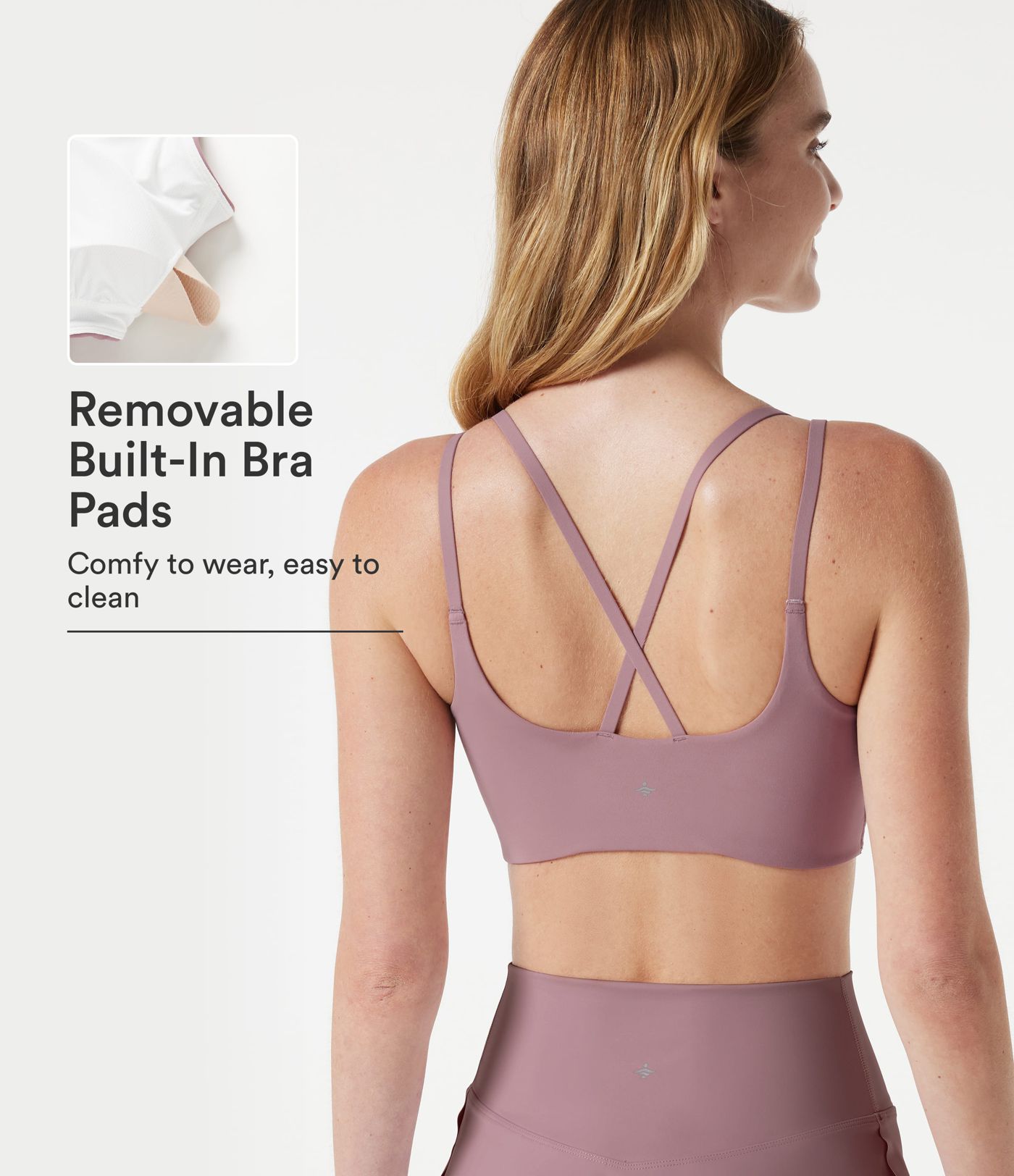 Brassière de sport yoga à maintien léger, col V, brassière intégrée, à effet frais InstantCool, séchage rapide, protection solaire UPF50