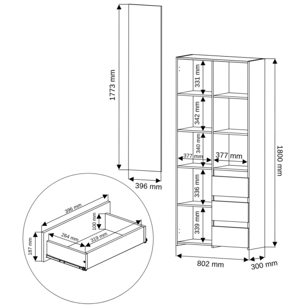 Regał szafa z półkami 80 cm półka szafka FRAMIRE B-80-2D sonoma