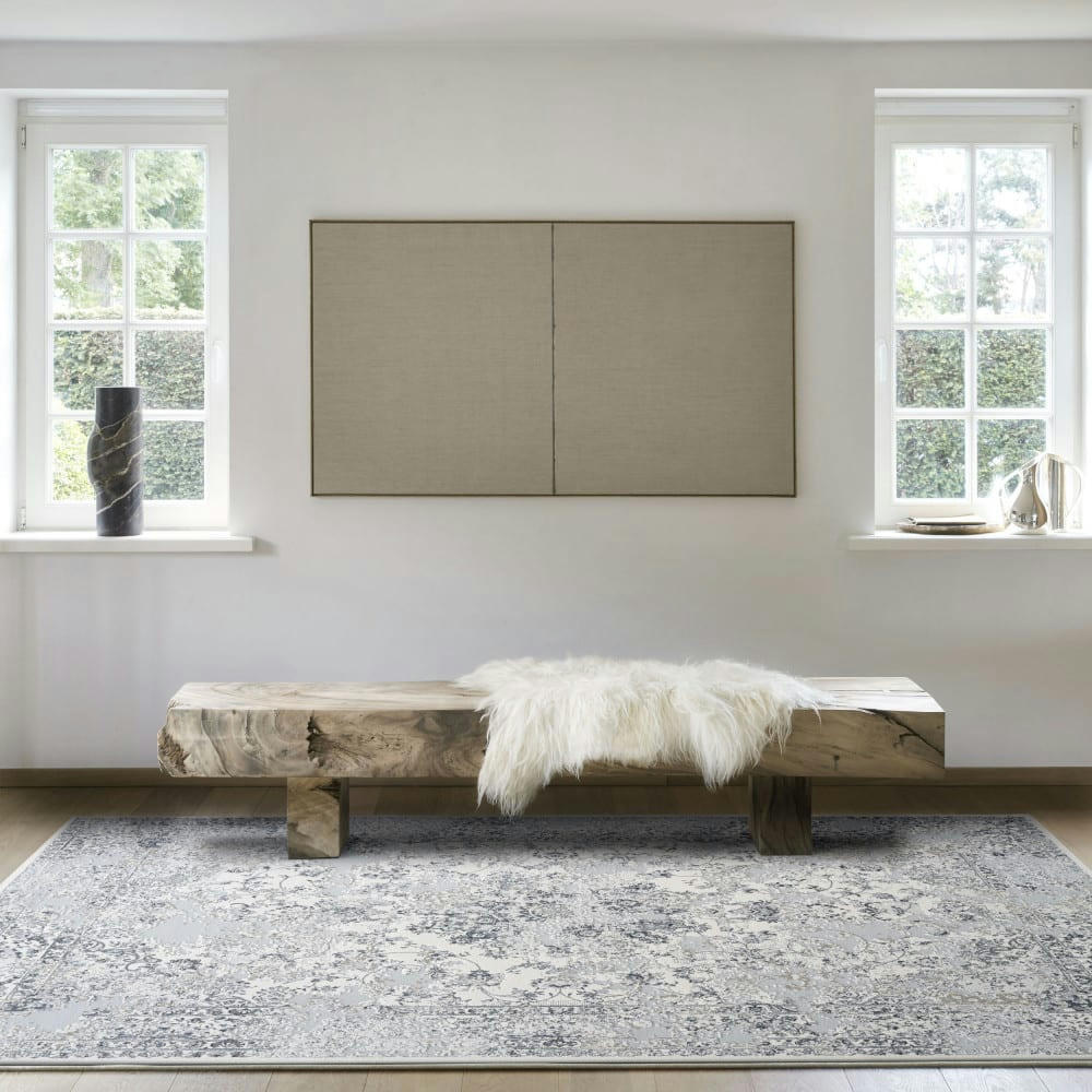 AUGUSTA - Tapis d'inspiration vintage gris 200x290 cm