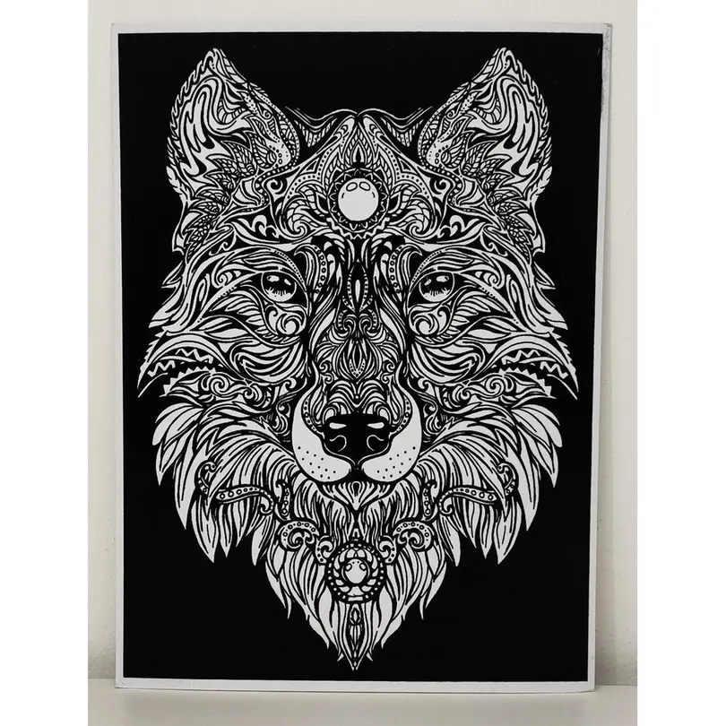 Ausmal-Poster Wolf