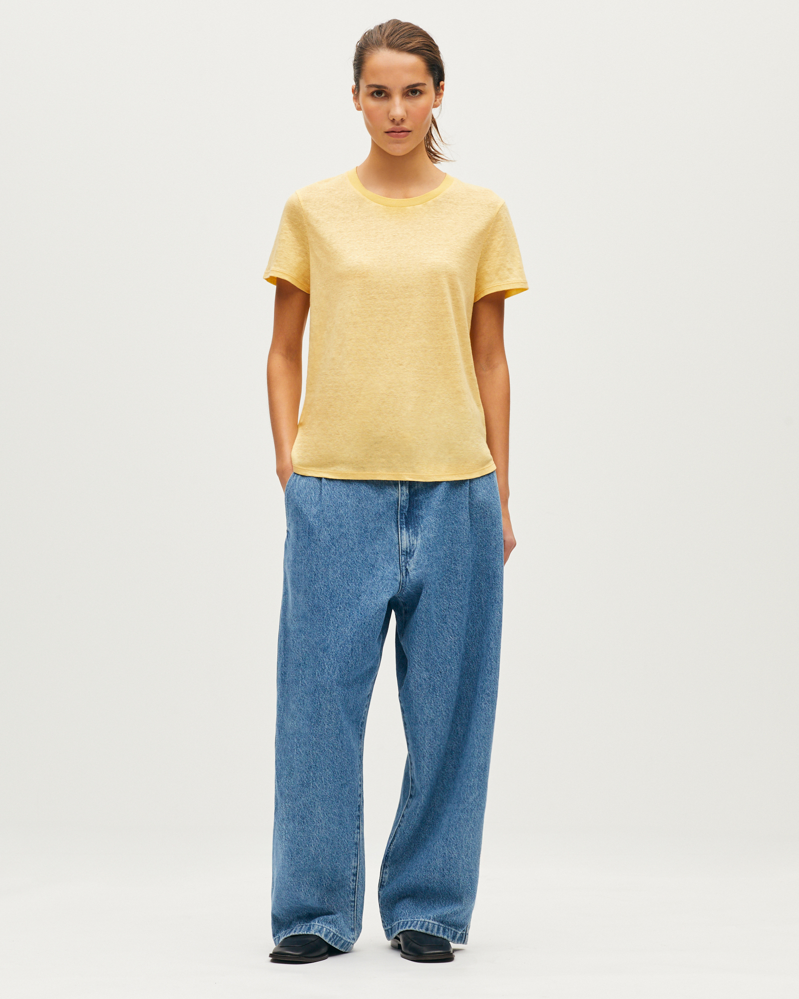 T-shirt col rond en lin