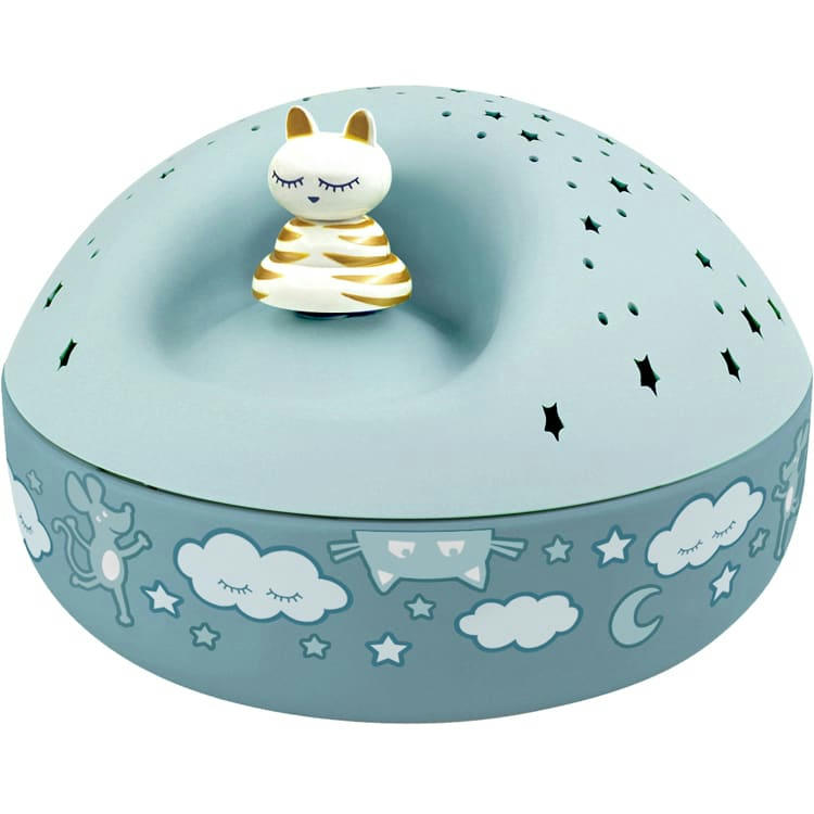 - Veilleuse projecteur d'étoiles musical Chat bleu (12 cm)