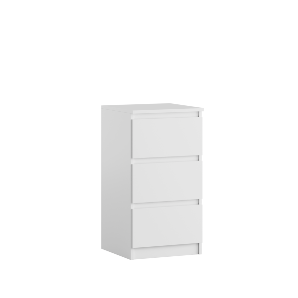 Komoda BASIC 3 szuflady – Biała | 40x75x40 cm