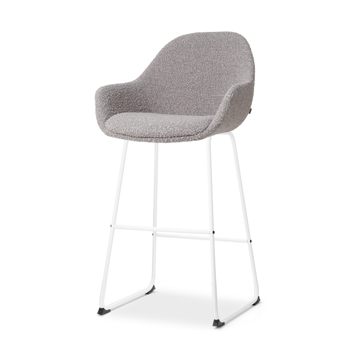 Nolon Nino-Mae Barkruk Bouclé Taupe - met Armleuning - Wit - 75 cm