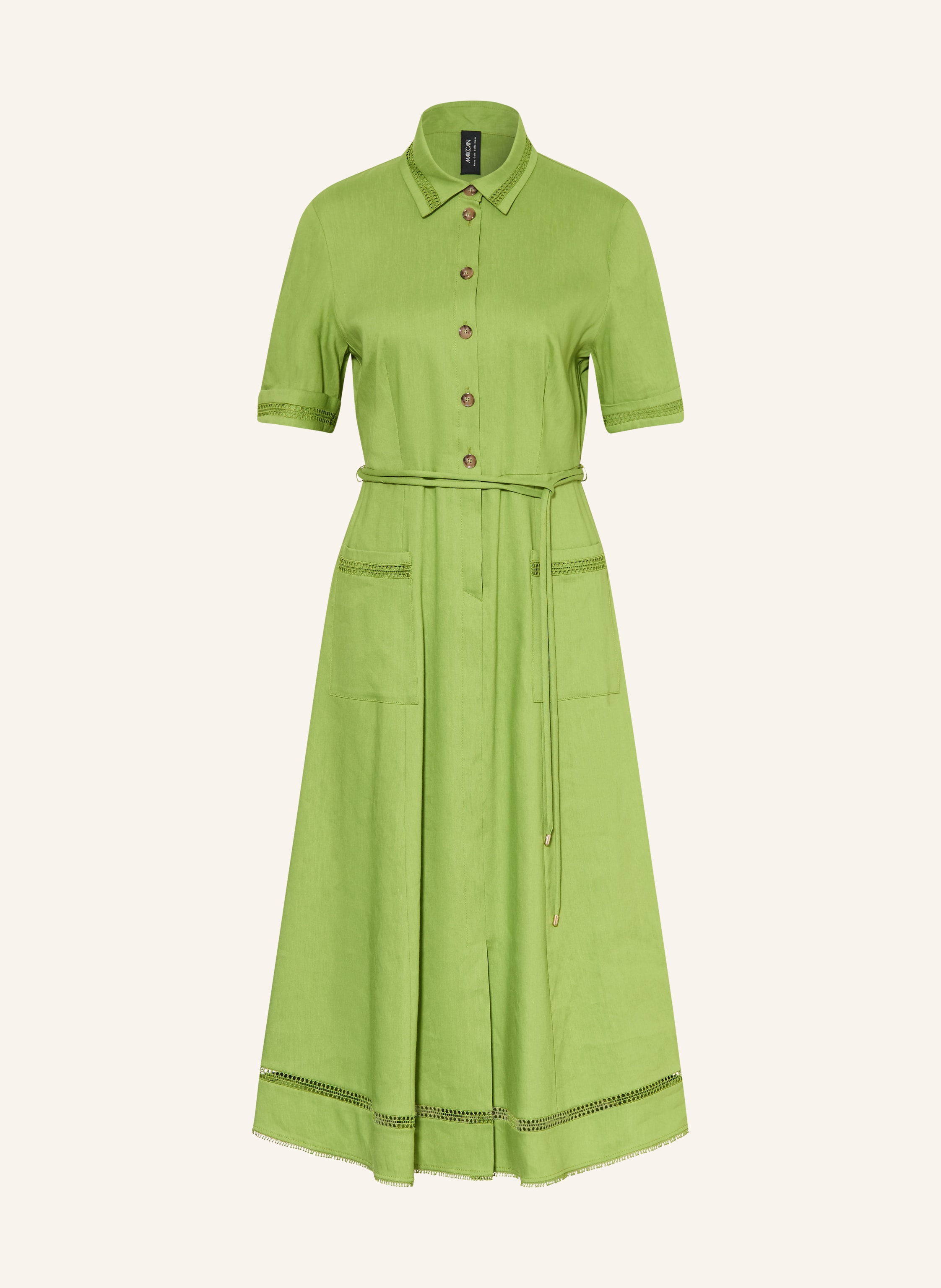 MARC CAIN Hemdblusenkleid mit Leinen und Spitze