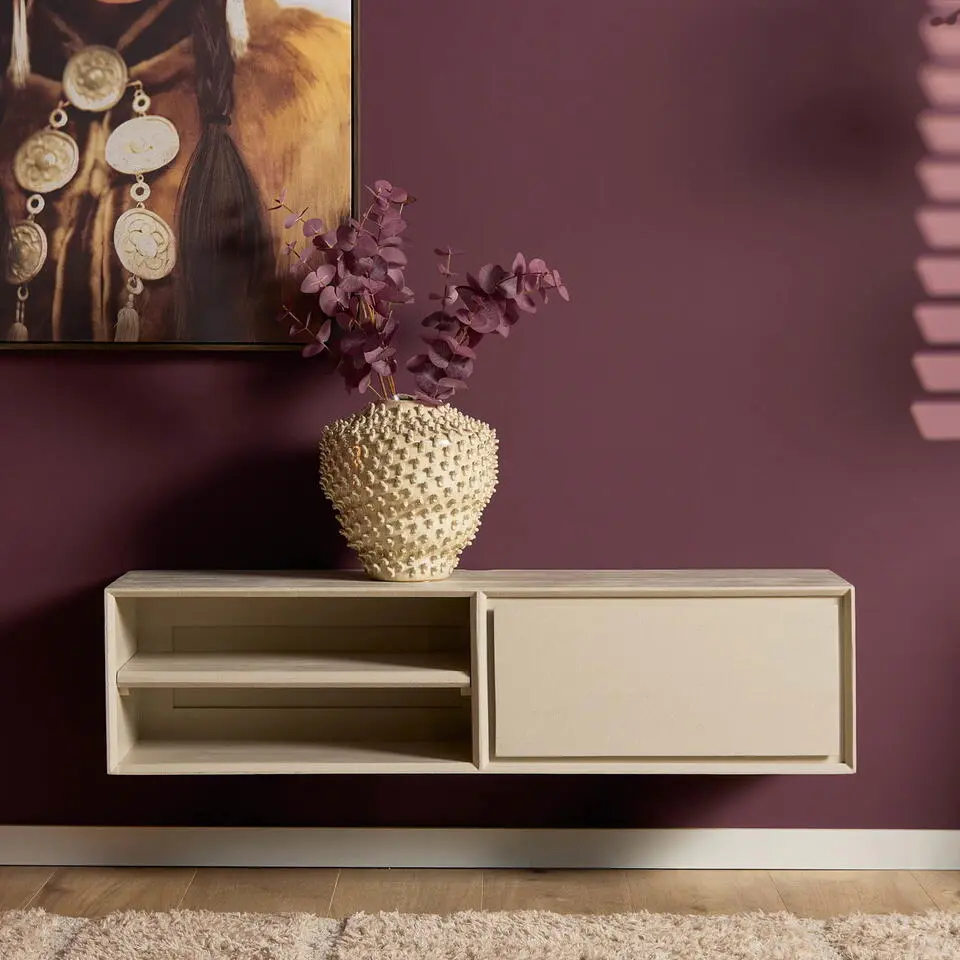 Tv-meubel Zwevend Zandkleur Hout - 120x35x30cm - Ambiance