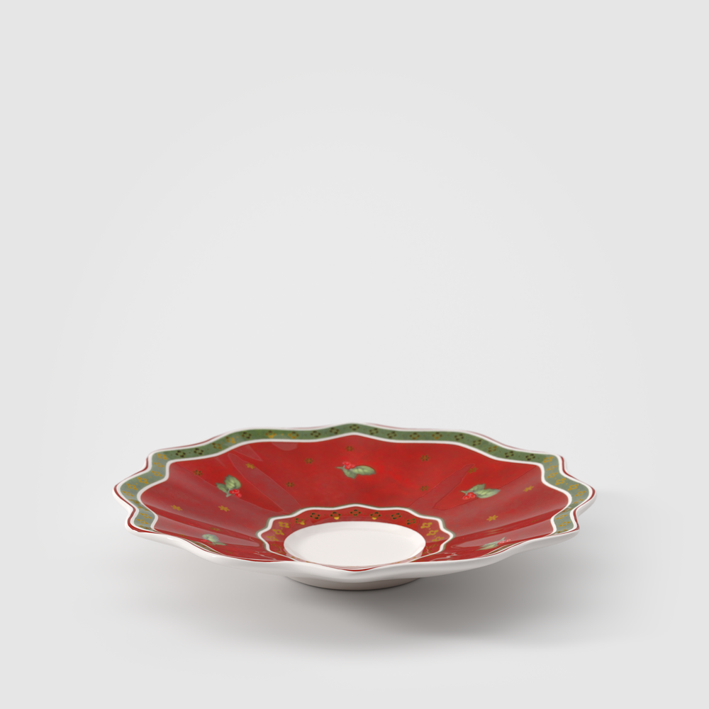 Toy's Delight Coffee cup saucer - Red, 6.5'', Premium Porcelain