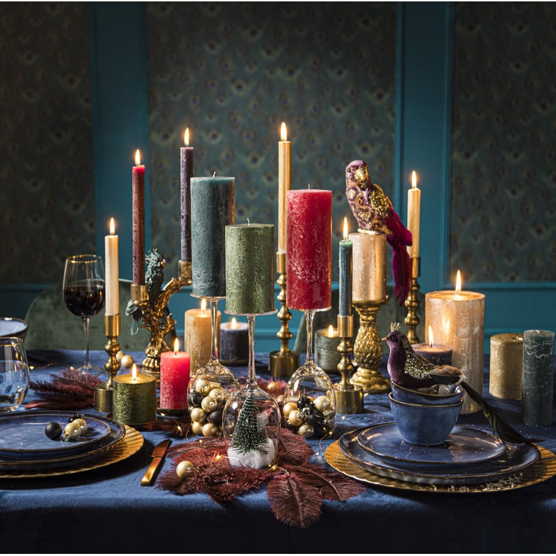 Kaars rustiek - framboos - &Oslash;7x12 cm