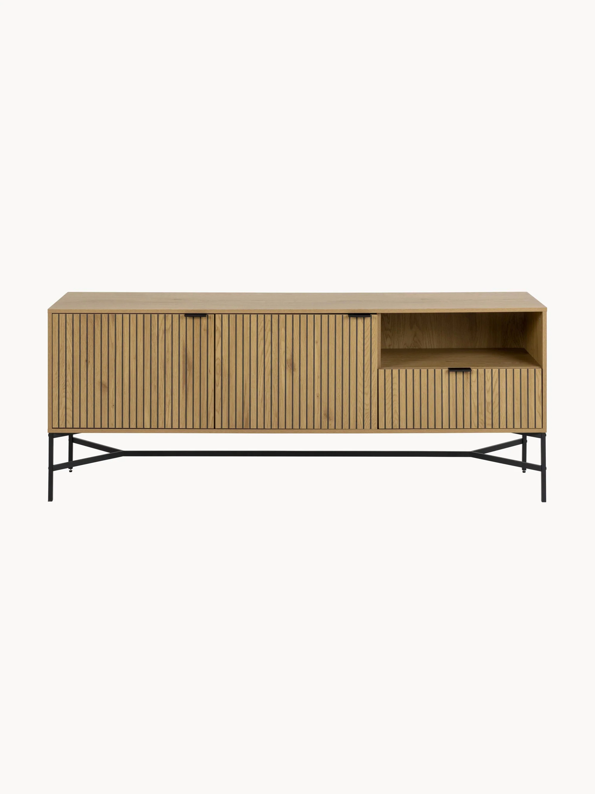 Holz-Sideboard Jaipur mit geriffelter Front